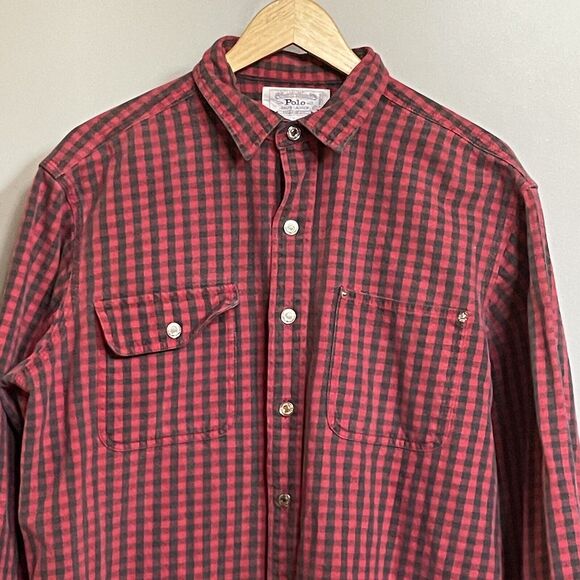 Polo Ralph Lauren Shirt Heavyweight Flannel Plaid Check Button Up XL EUC - Picture 2 of 9